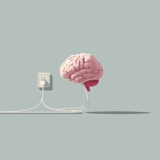 Brain Connected to Plug Illustration