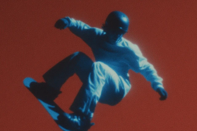 Snowboarder in Motion Futuristic Winter Scene