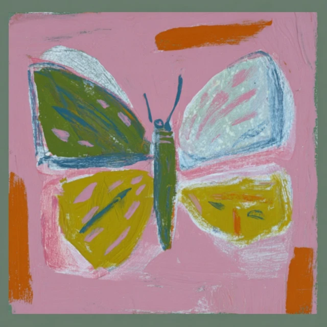 Abstract Butterfly Painting in Pastel Colors