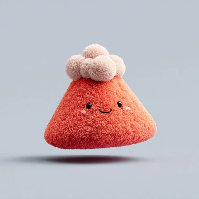 Cute Plush Volcano Illustration