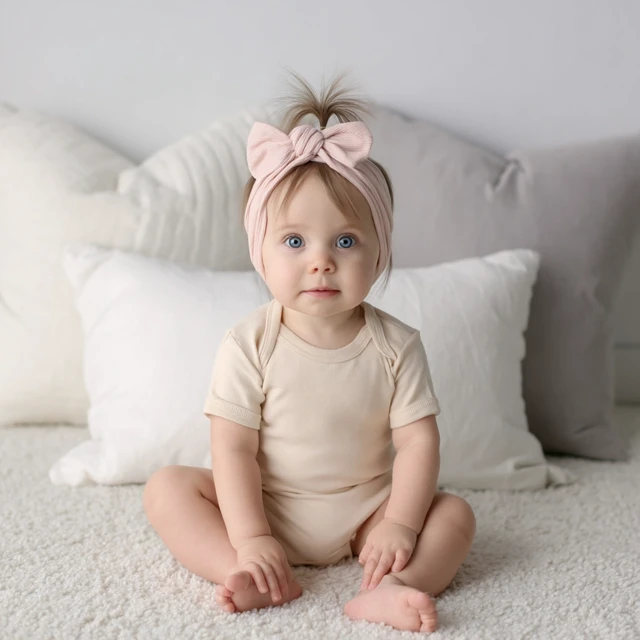 Adorable Baby Girl in Onesie Product Photography