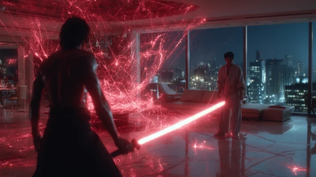 Mystical Combat Scene Night City Film