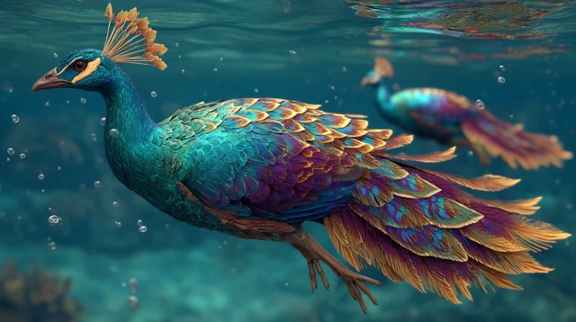 Majestic Underwater Peacock Photorealistic 8K