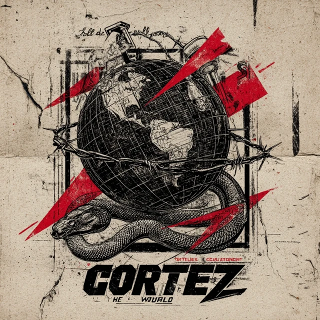 Corteiz Streetwear Illustration Barbed Wire Globe Snake Power