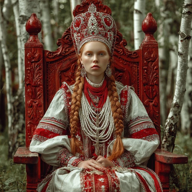 Hyperrealistic Slavic Woman in Traditional Costume