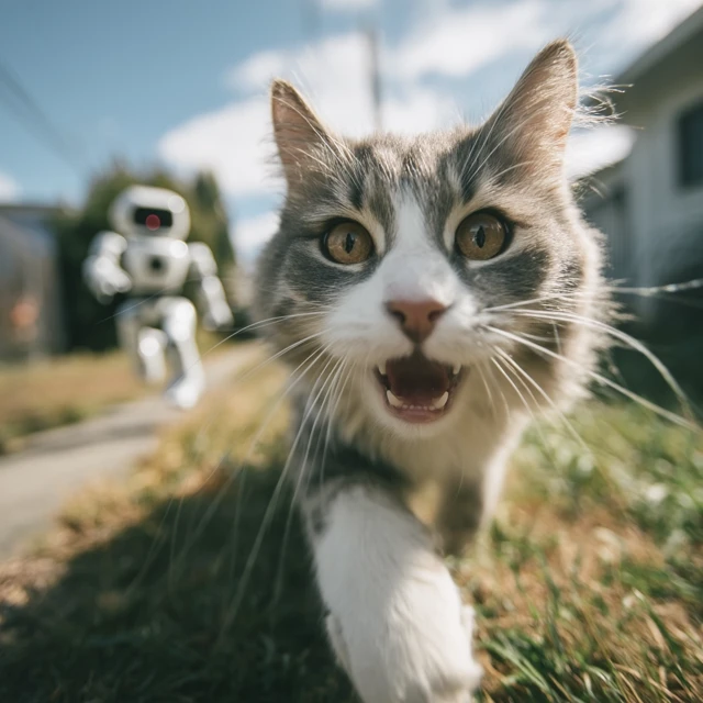 Cat vs Robot: A Funny Chase
