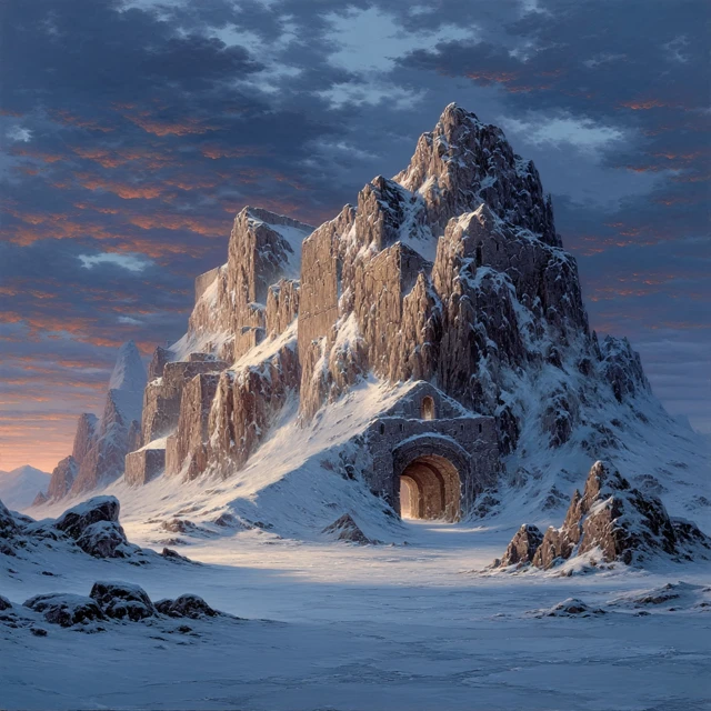 Ancient Ice Fortress Arctic Fantasy Painting