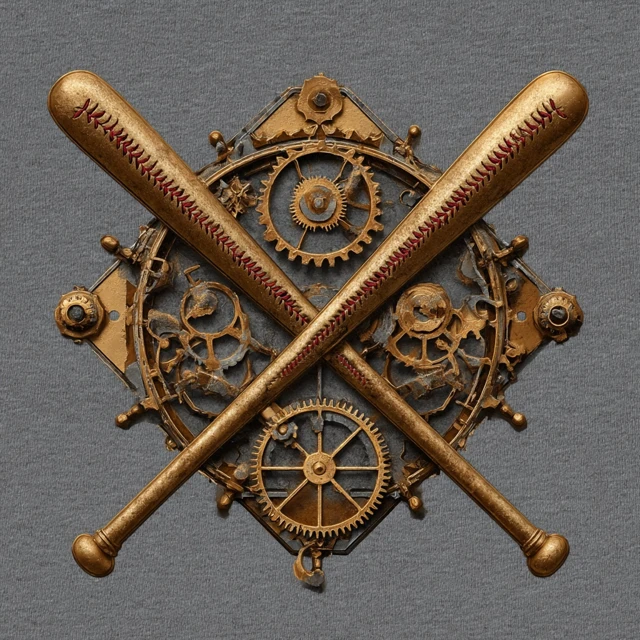 Steampunk Baseball Logo Design Illustration