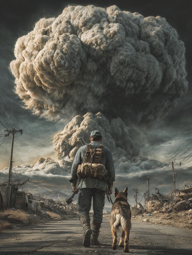 Fallout Wasteland Action Poster with Dog