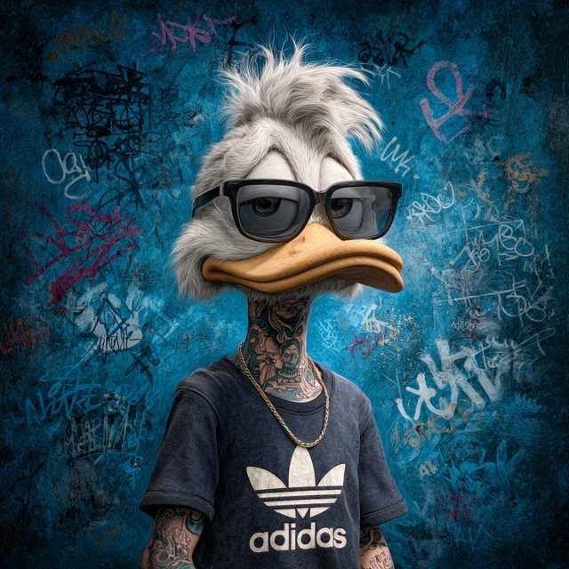 Donald Duck in Adidas Street Art Style