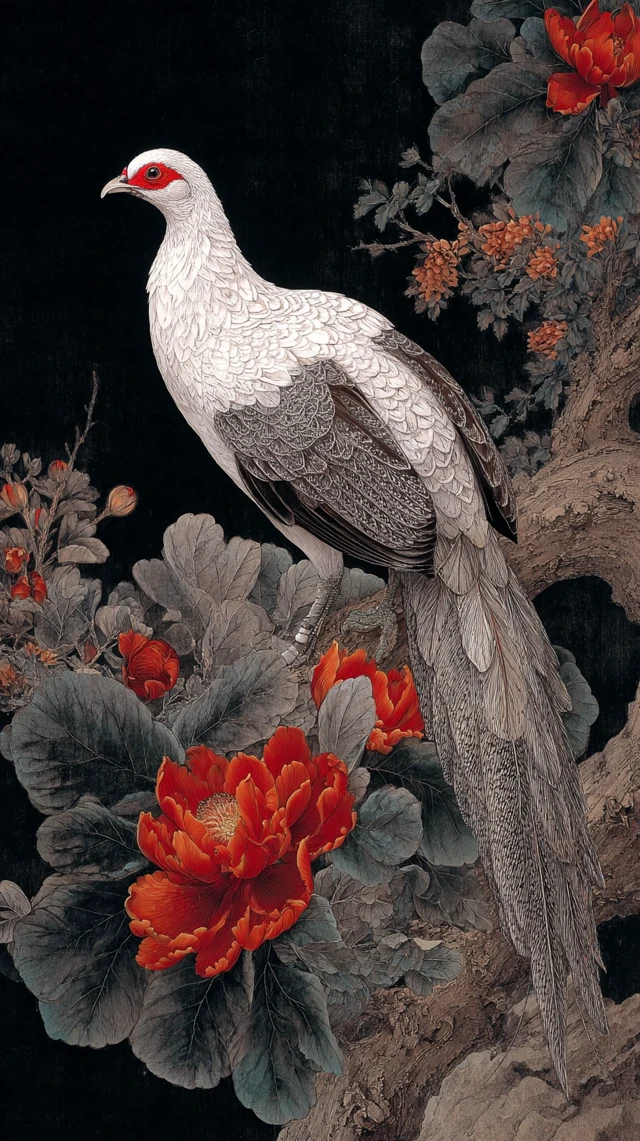 Silver Pheasant Fine Brushwork Painting