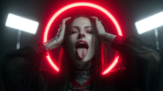 Metahuman Girl with Tattoos in Neon Studio