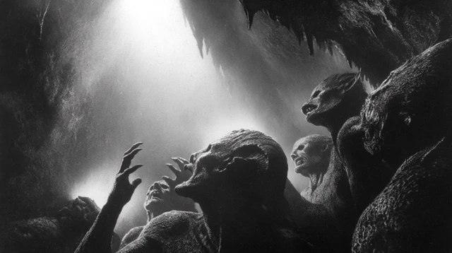 1920s Horror Demons Cave Black and White Art