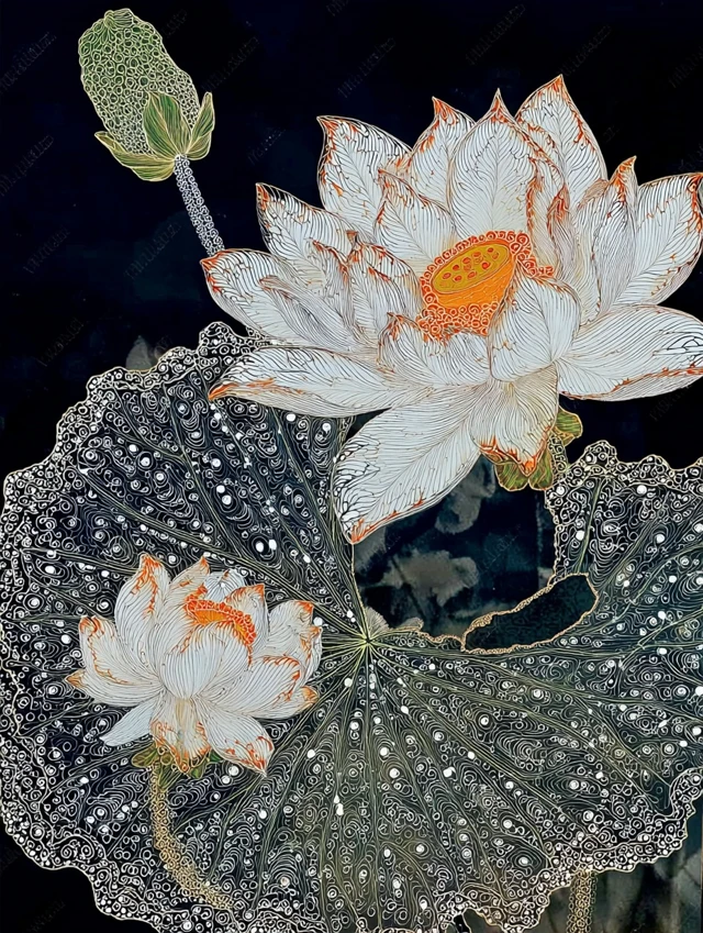 White Lotus Chinese Painting