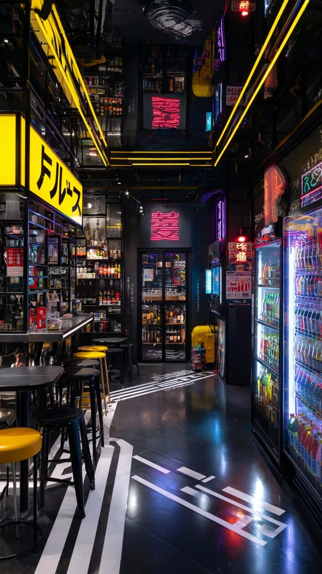 Japanese Cyberpunk PopUp Store Food and Drink
