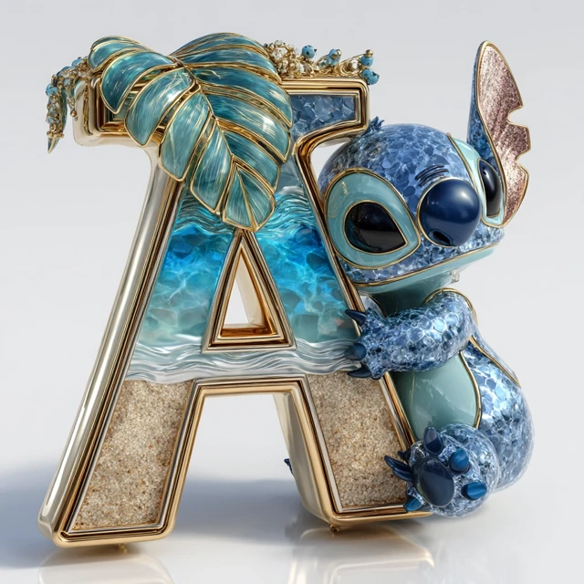 Stitch Hugging T Gemstone 3D Render