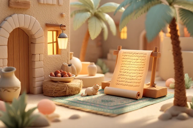 Abu Hurairah Islamic Illustration 3D Cartoon