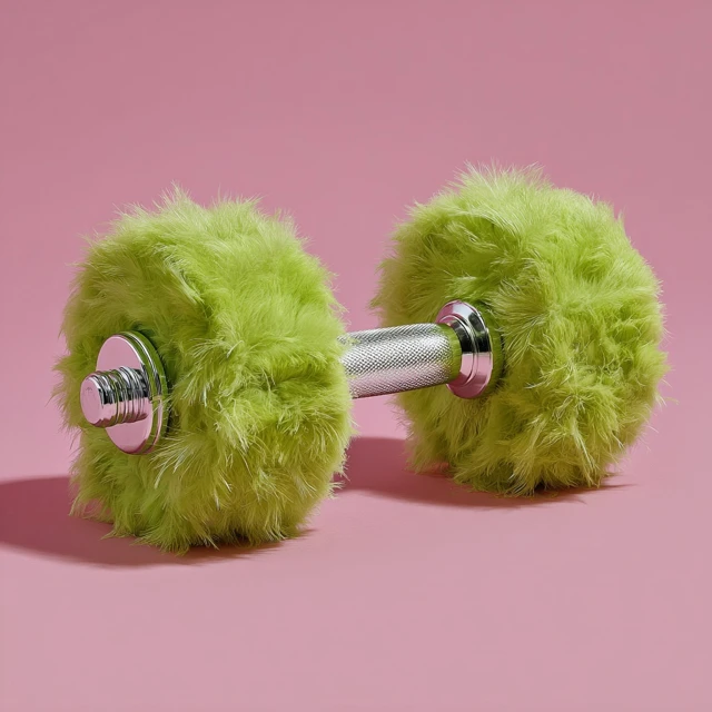 Feather Dumbbell Neon Green Background Fitness