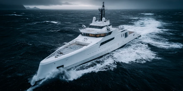 Superyacht in Lofoten Islands Research Vessel