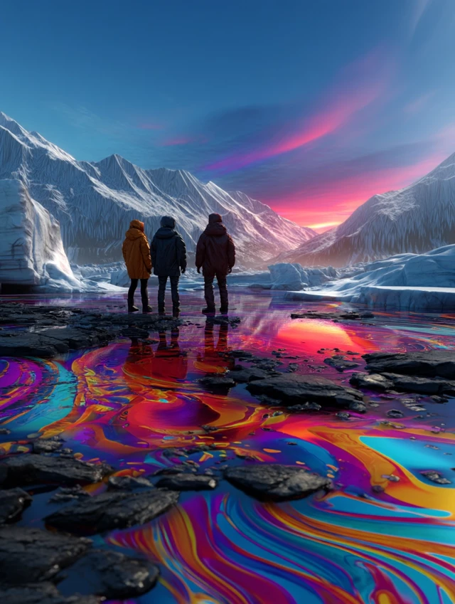 Arctic Explorers and Magical Glacier Reflections