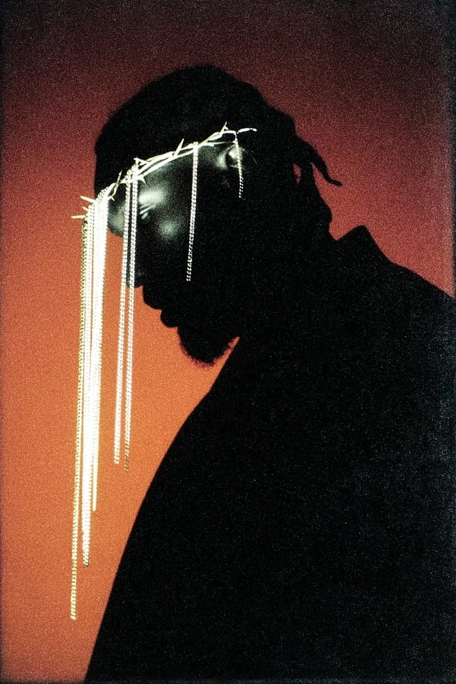 Black Man Profile in Shadow with Crown Illustration