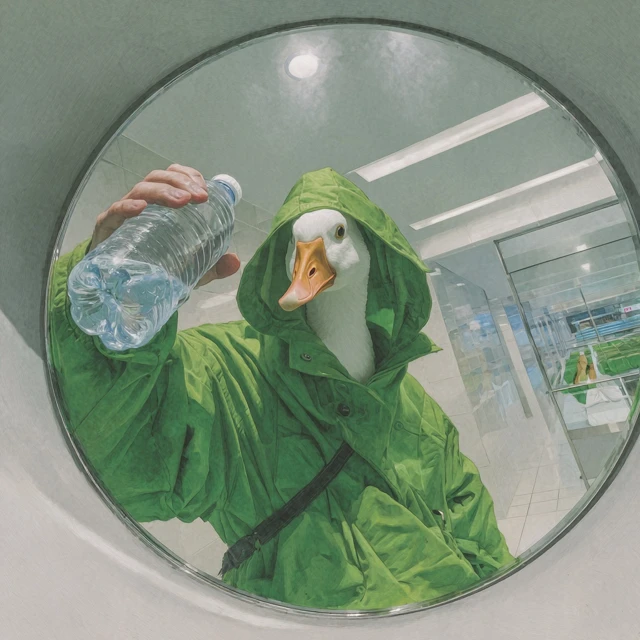 Hiphop Album Cover Goose Selfie in Supermarket