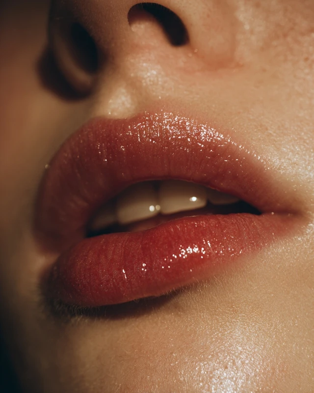 Woman Biting Lips Close Up