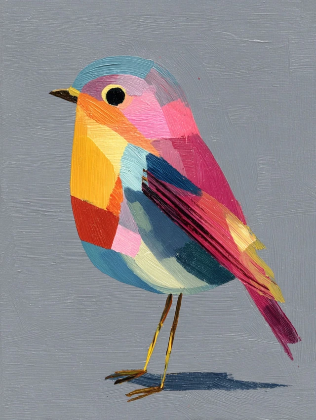 Colorful Bird Illustration Inspired by Matisse