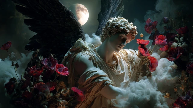 Morpheus God of Dreams with Poppies Mystical Art