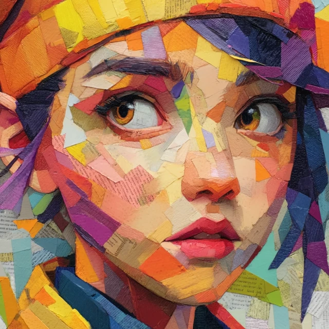 Geometric Collage Face Portrait Art