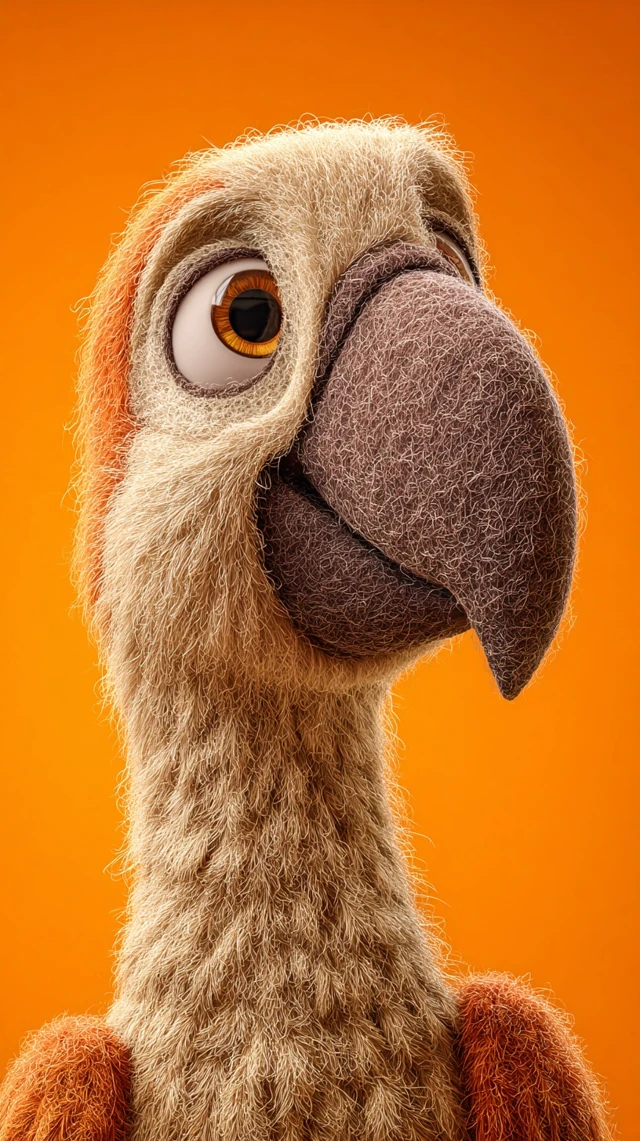 Cartoon Parrot Portrait Stop Motion Style