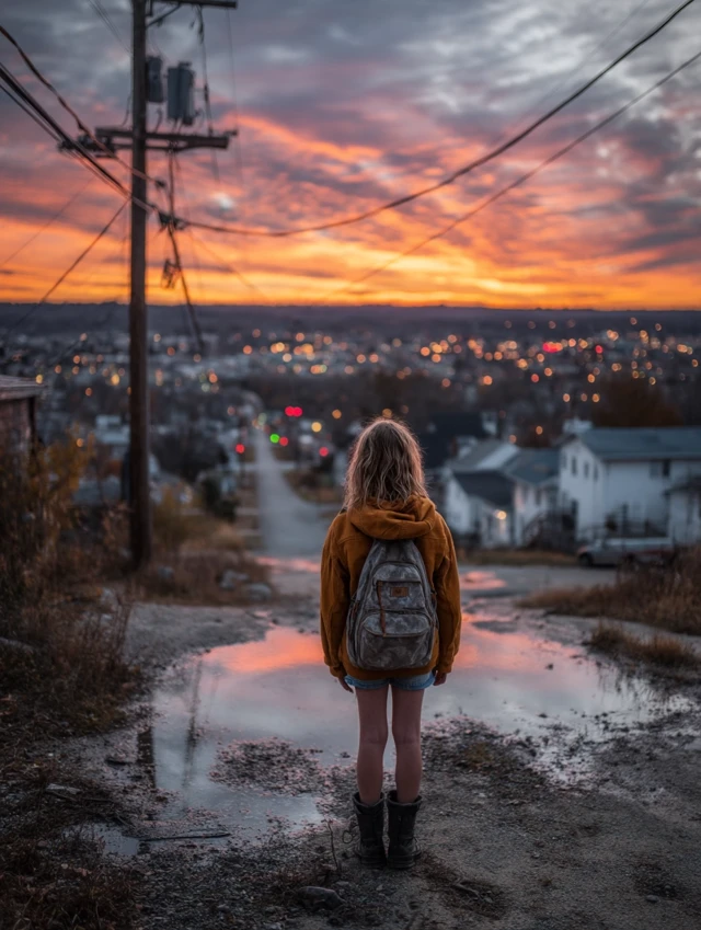 Girl at Sunset Overlook