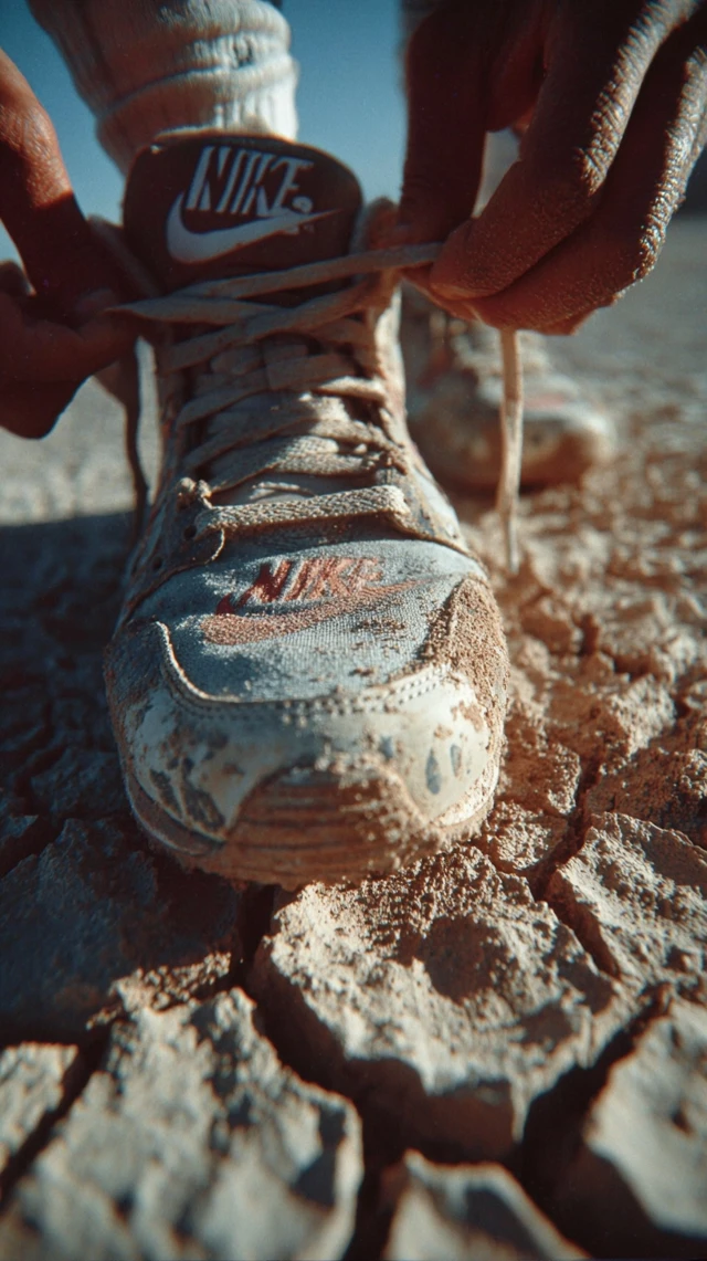 Nike Sneakers Tied in Desert Athletic Preparation