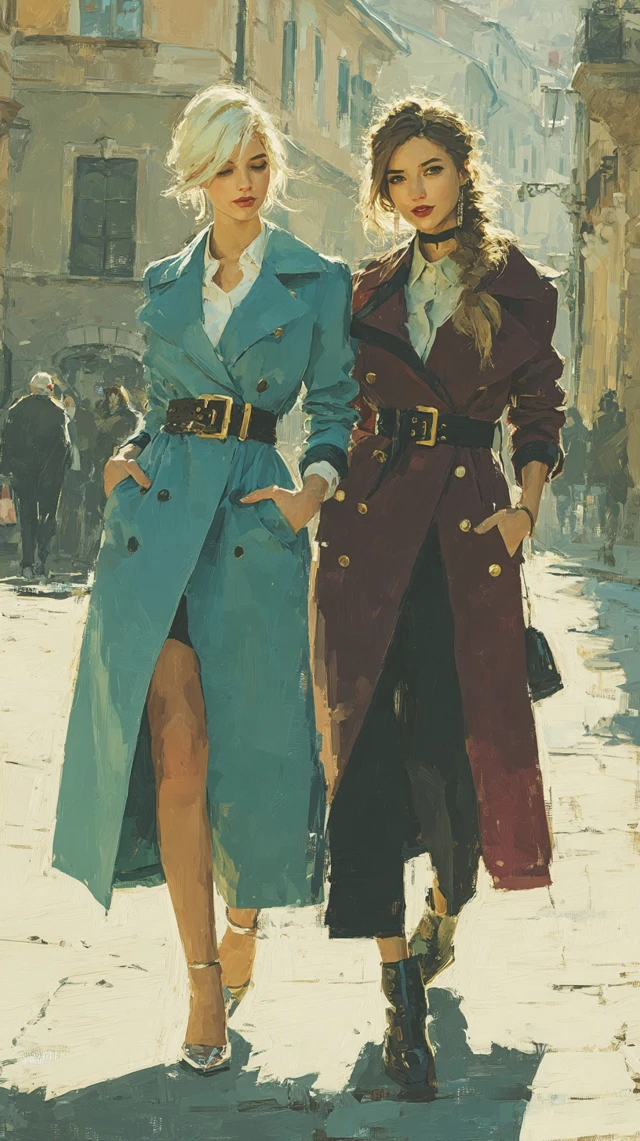 Stylish Women in Coats City Street Fashion