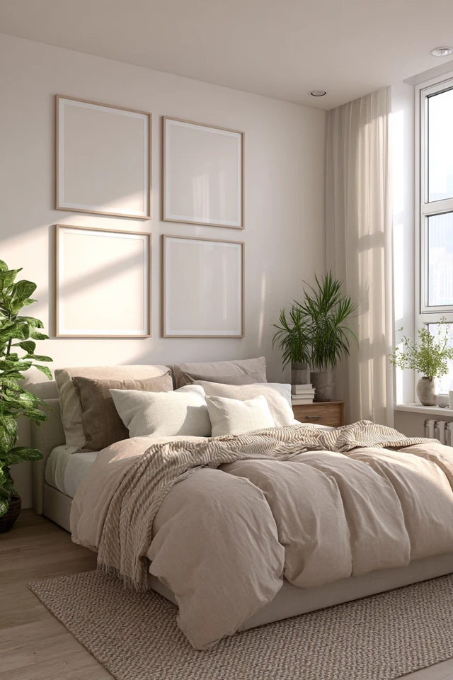 Cozy Bedroom Interior Design with Blank Canvas