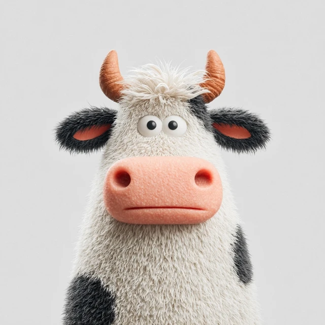 Pixar Style Cartoon Cow Icon