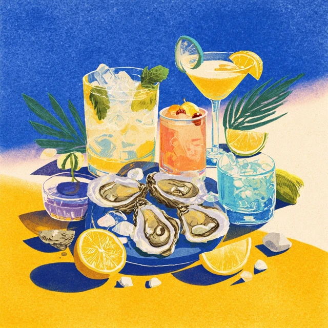 Oysters and Cocktails Refreshing Summer Poster