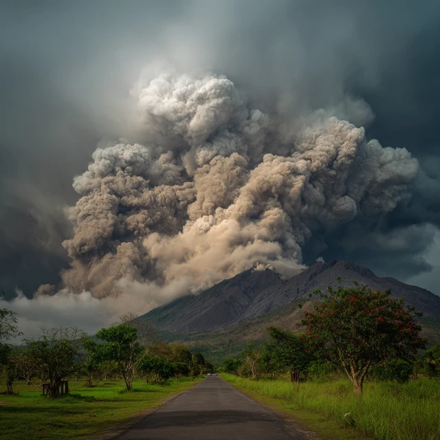 Erupting Volcano Dramatic Photograph