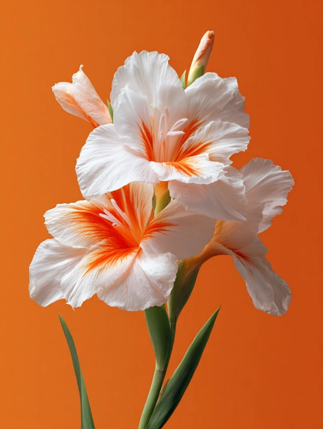 White and Orange Flower on Orange Background