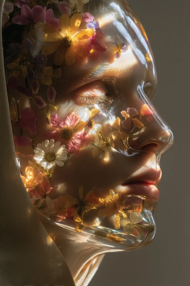 Floral Resin Face Artistic Portrait