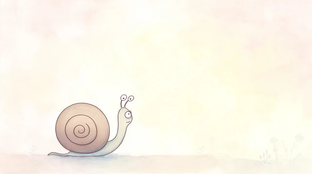 Cute Cartoon Snail Watercolor Illustration Ghibli Style