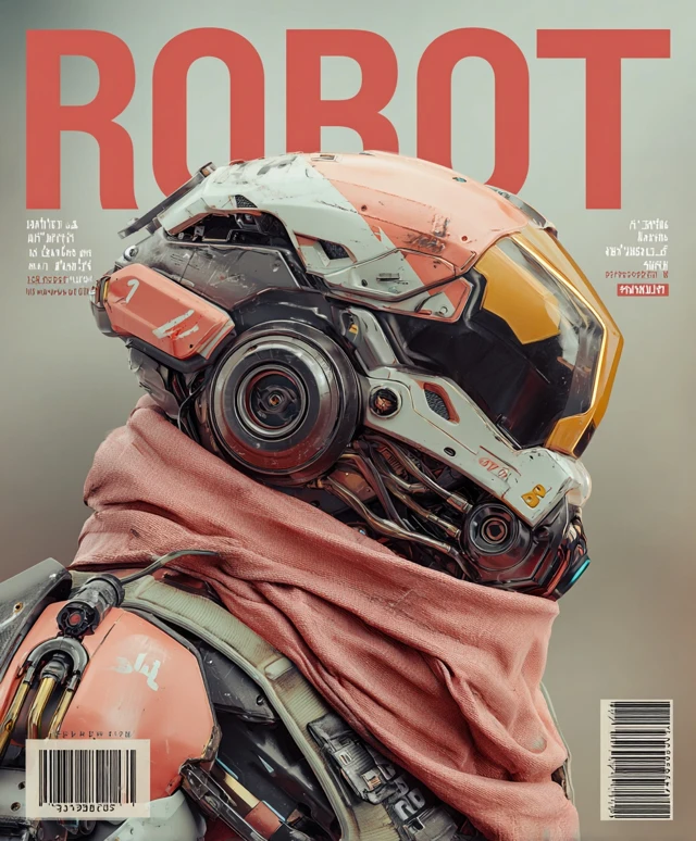 Cyberpunk Robot Magazine Cover