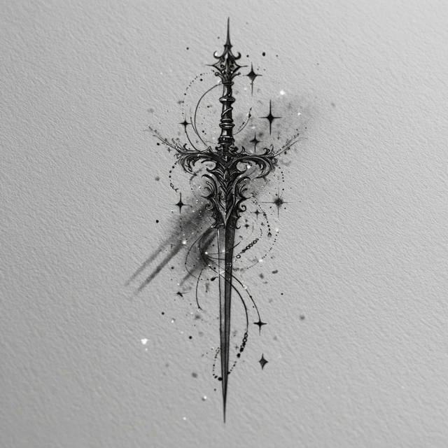 Ethereal Sword Tattoo Gothic Fairy Y2K Art