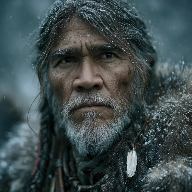 Native American Portrait in Winter