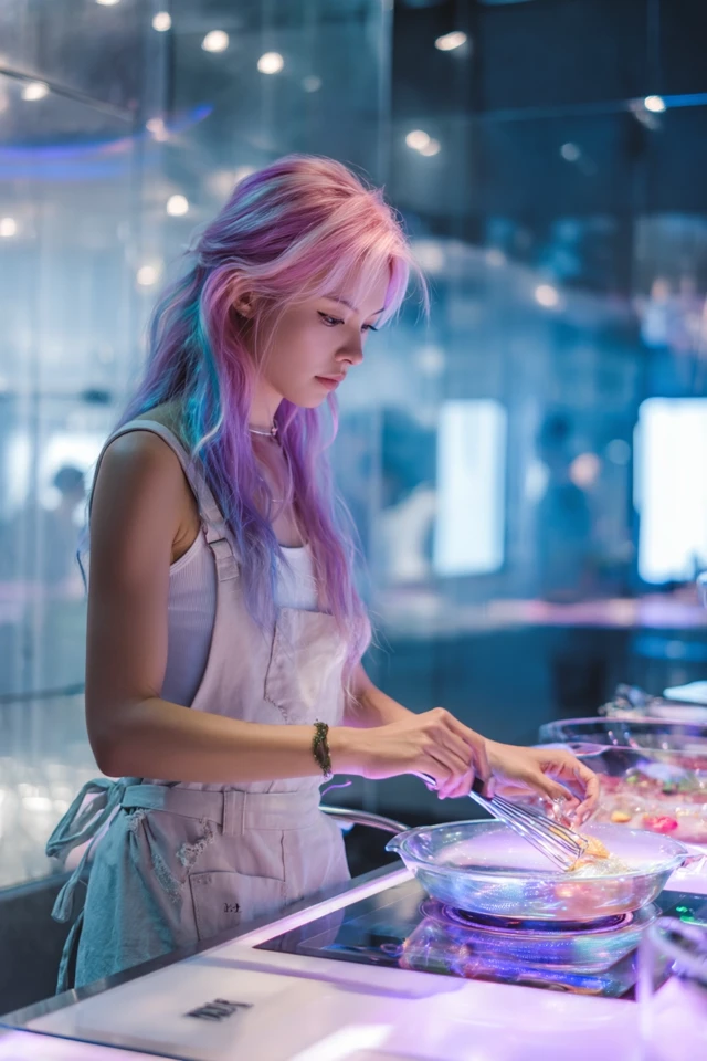Futuristic Chef in a Stylish Kitchen