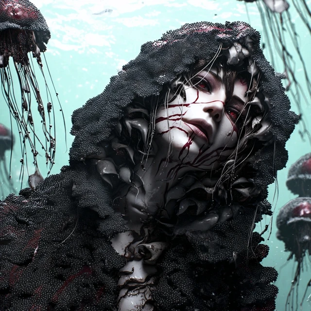 Hyper Realistic Jellyfish Queen Underwater Scene