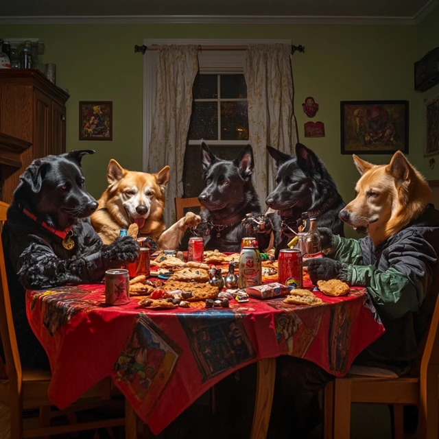 Dogs Playing DnD Fantasy Adventure