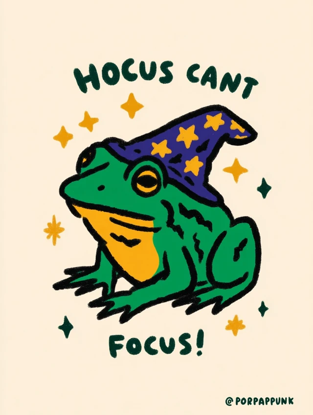 Whimsical Cartoon Frog Wizard Illustration