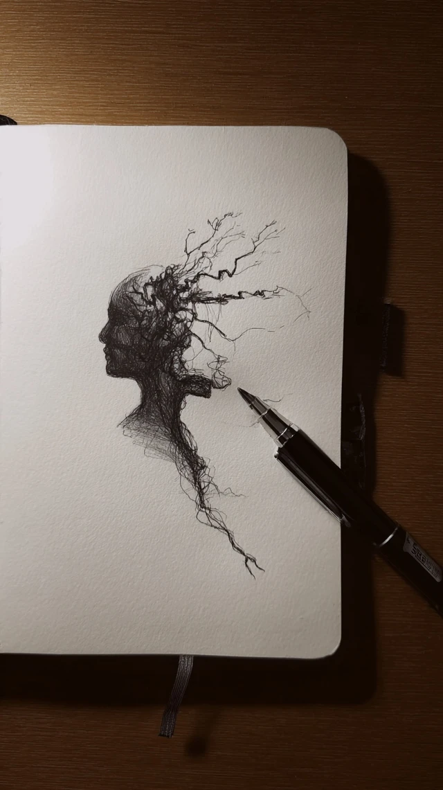 Surrealist Hourglass Art Sketching