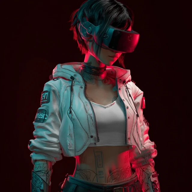 Cyberpunk VRChat Avatar Woman in 3D 4k